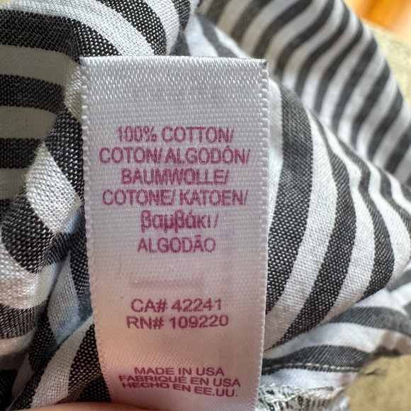 Velvet by Graham & Spencer Grey & White Striped Shirtdress, size L (No Belt) - Picture 6 of 7